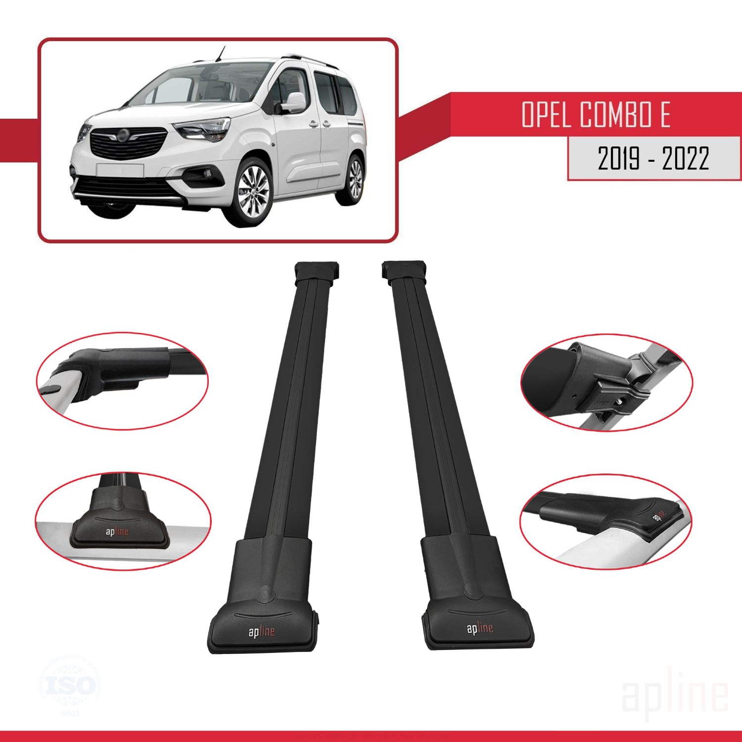 Opel Combo E (K9) 2019-2022 Arası ile Uyumlu FLY Model Ara Atkı Tavan Barı Siyah 2 Adet - Görsel 3