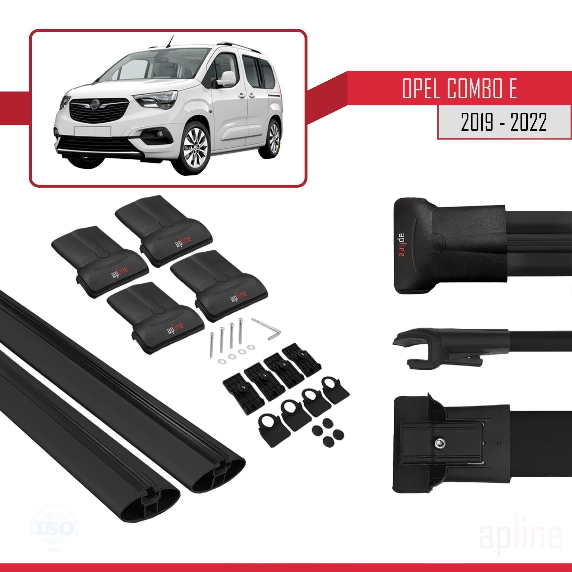 Opel Combo E (K9) 2019-2022 Arası ile Uyumlu FLY Model Ara Atkı Tavan Barı Siyah 2 Adet - Görsel 4