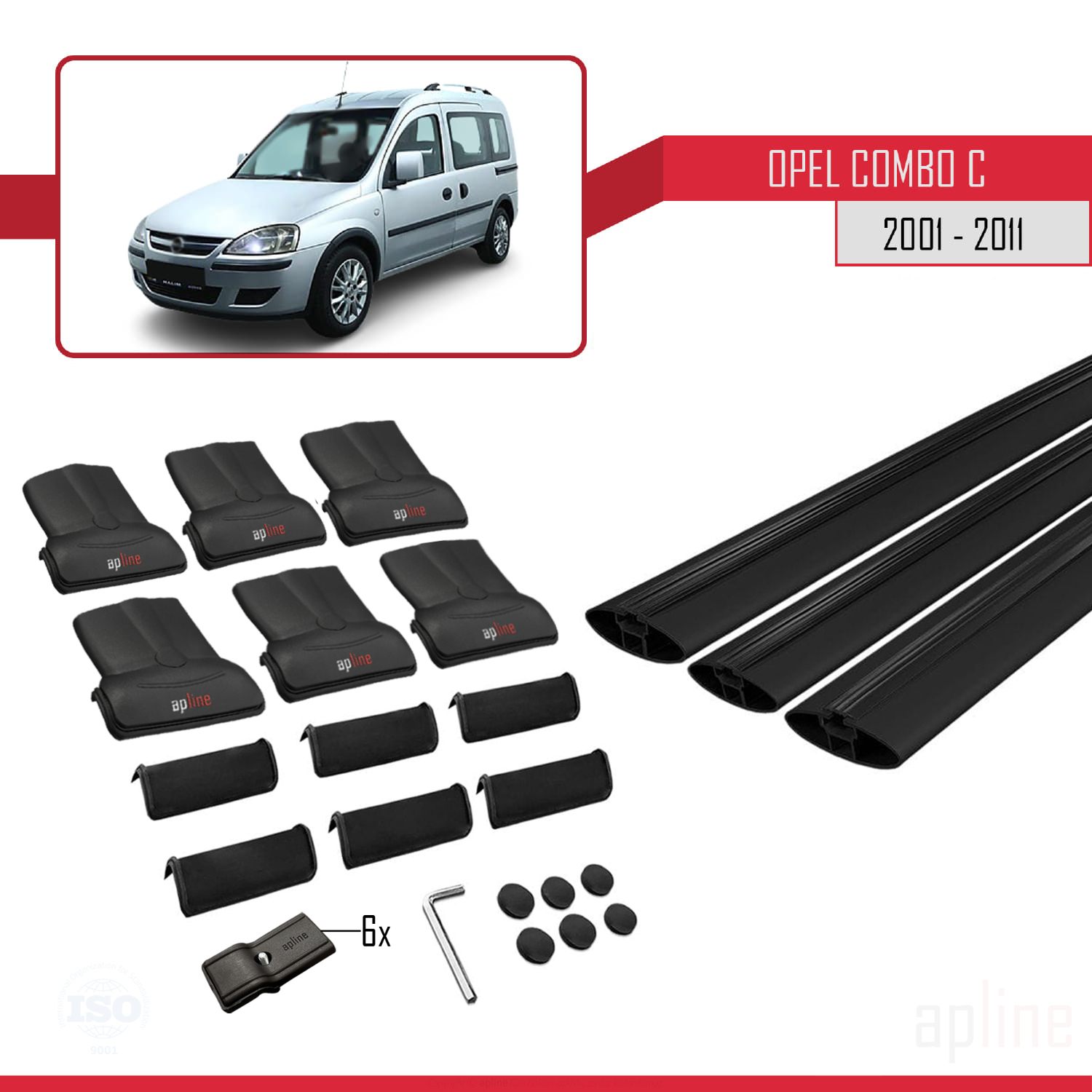 Opel Combo C 2001-2011 Arası ile Uyumlu FLY Model Ara Atkı Tavan Barı Siyah 3 Adet - Görsel 4