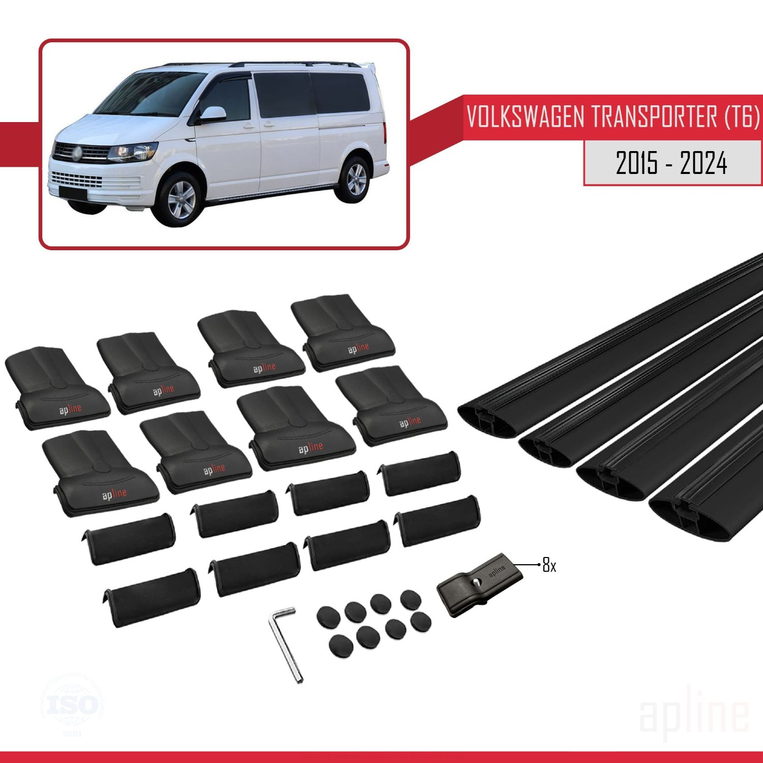 Volkswagen Transporter (T6) 2015-2024 Arası ile Uyumlu FLY Model Ara Atkı Tavan Barı Siyah 4 Adet - Görsel 4