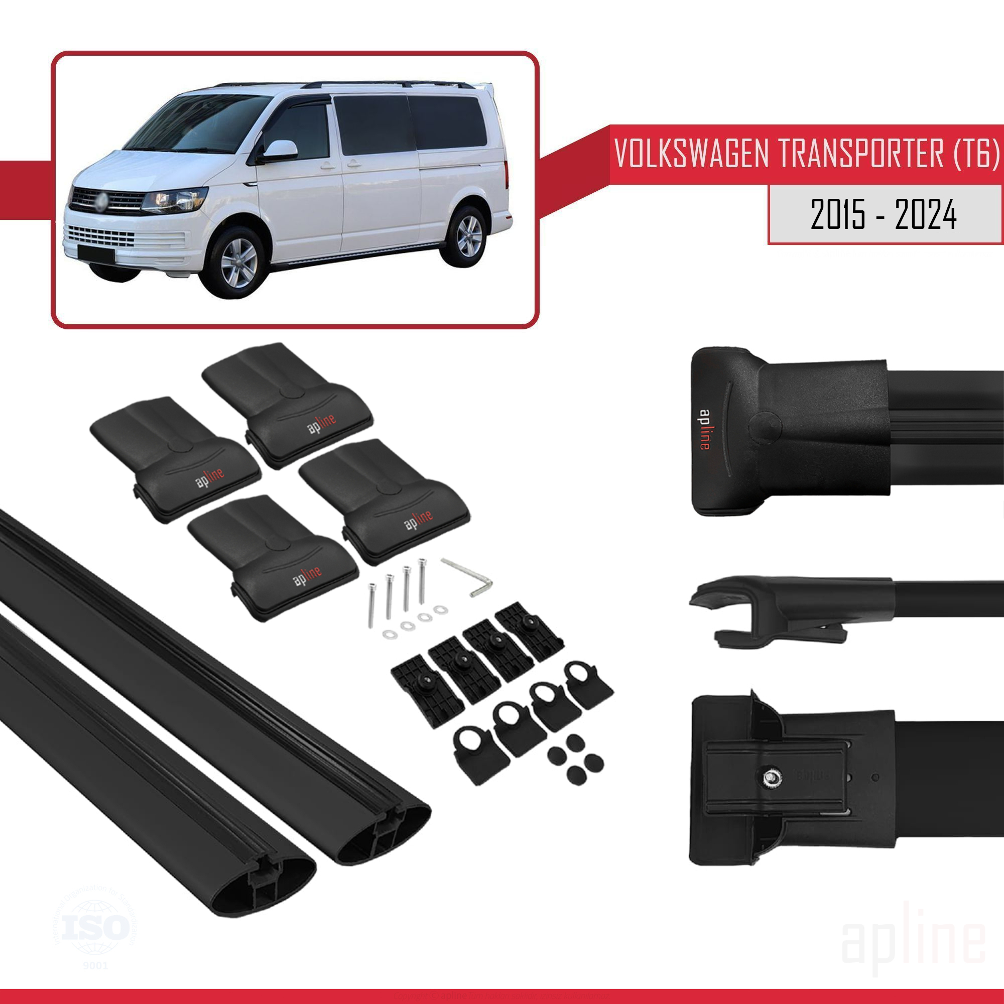 Volkswagen Transporter (T6) 2015-2024 Arası ile Uyumlu FLY Model Ara Atkı Tavan Barı Siyah 2 Adet - Görsel 4