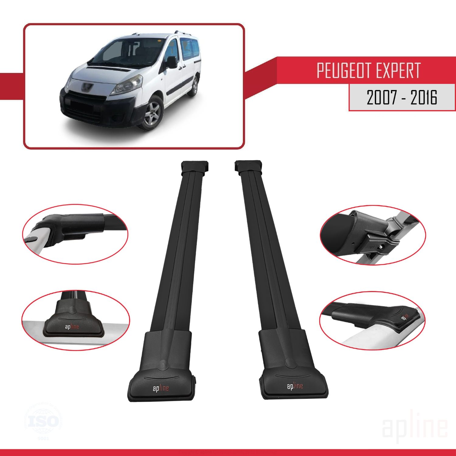 Peugeot Expert 2 (G9) 2007-2016 Arası ile Uyumlu FLY Model Ara Atkı Tavan Barı Siyah 2 Adet - Görsel 3