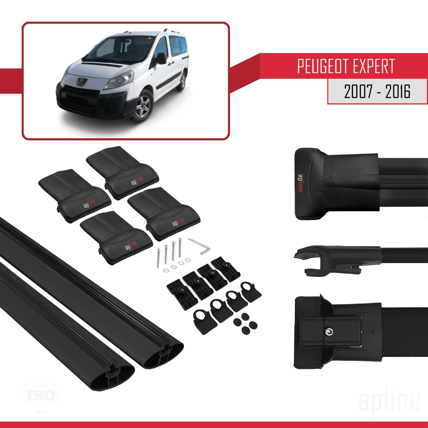 Peugeot Expert 2 (G9) 2007-2016 Arası ile Uyumlu FLY Model Ara Atkı Tavan Barı Siyah 2 Adet - Görsel 4