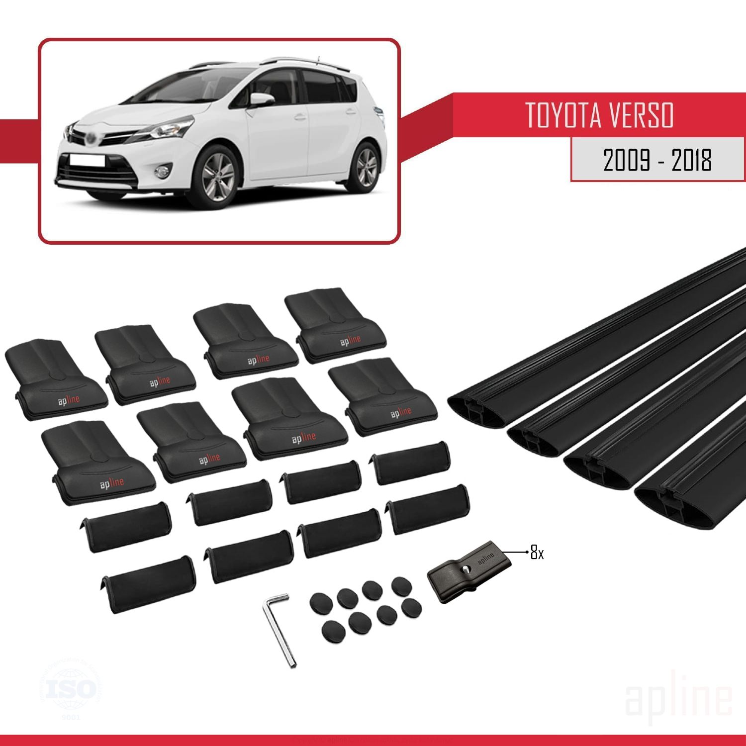 Toyota Verso (AR20) 2009-2018 Arası ile Uyumlu FLY Model Ara Atkı Tavan Barı Siyah 4 Adet - Görsel 4