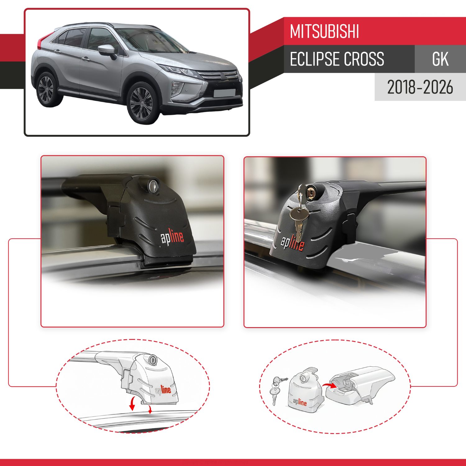 Mitsubishi Eclipse Cross (GK) 2018-2026 Arası ile Uyumlu ACE-2 Model Ara Atkı Tavan Barı Siyah 2 Adet - Görsel 4