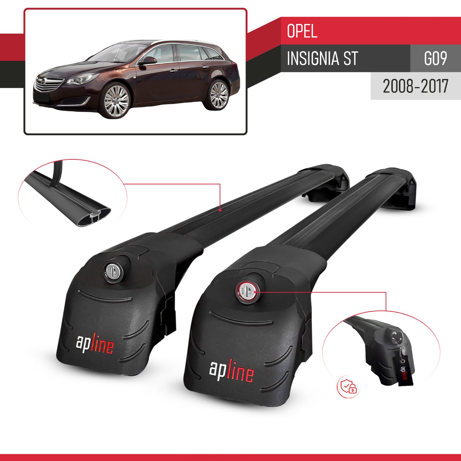 Opel Insignia (G09) ST 2008-2017 Arası ile Uyumlu ACE-2 Model Ara Atkı Tavan Barı Siyah 2 Adet - Görsel 3