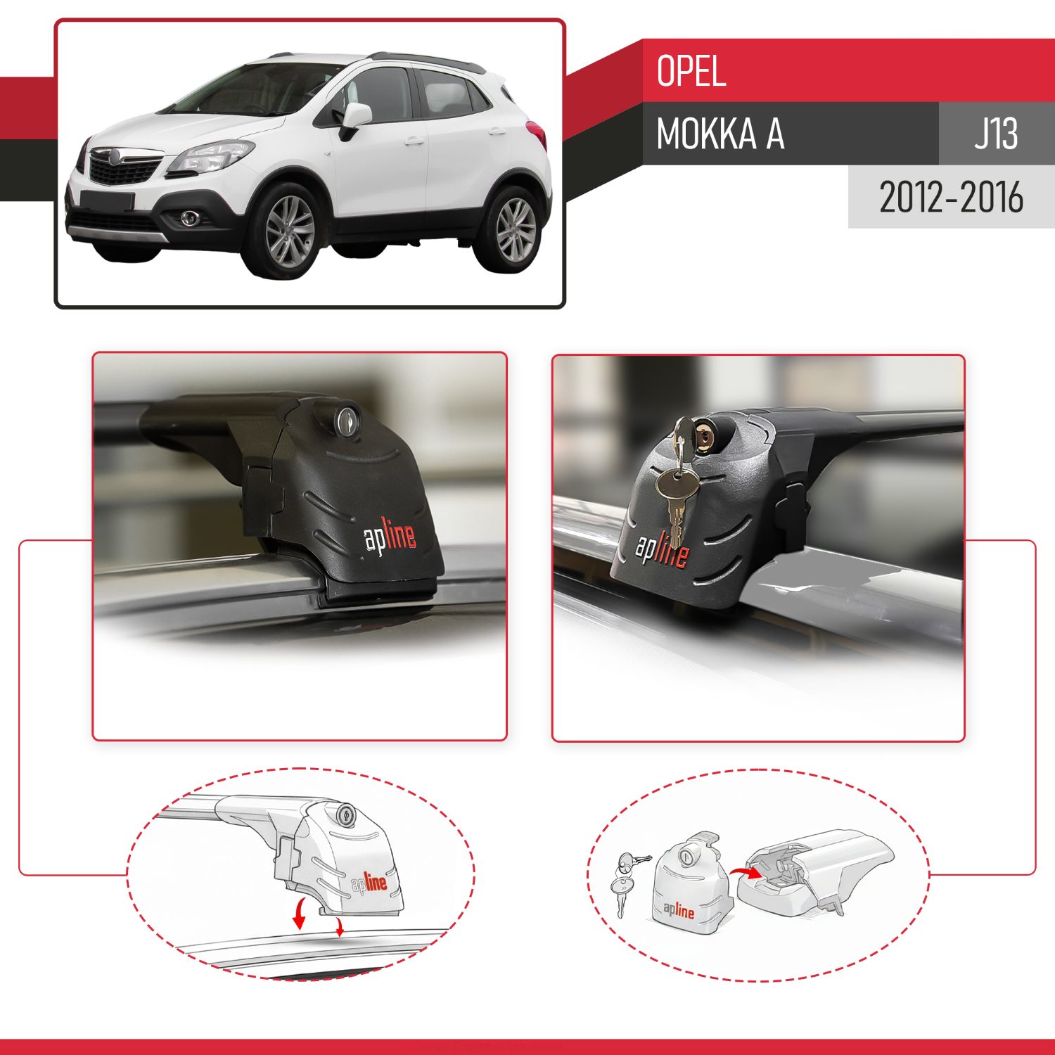 Opel Mokka A (J13) 2012-2016 Arası ile Uyumlu ACE-2 Model Ara Atkı Tavan Barı Siyah 2 Adet - Görsel 4