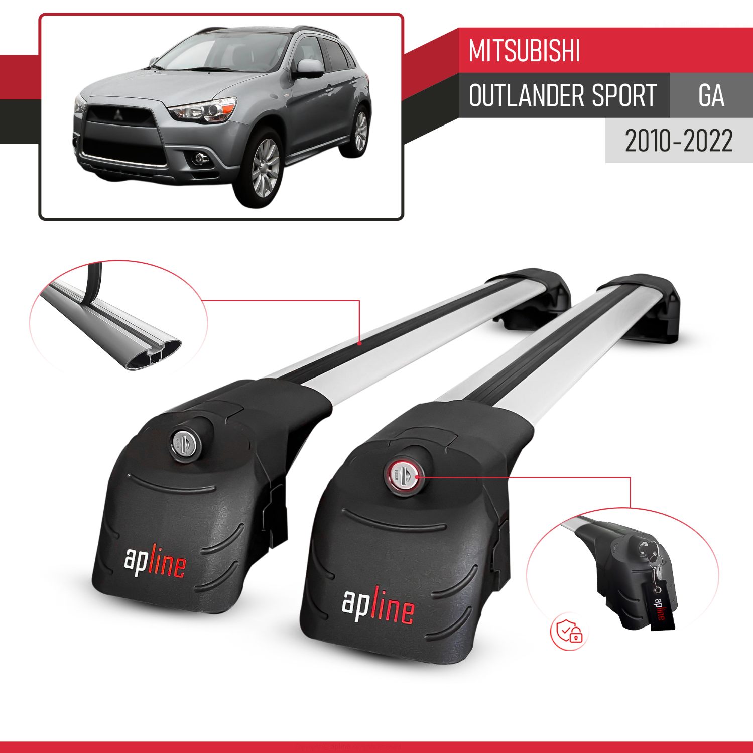 Mitsubishi Outlander Sport (GA) 2010-2022 Arası ile Uyumlu ACE-2 Model Ara Atkı Tavan Barı Gri 2 Adet - Görsel 3