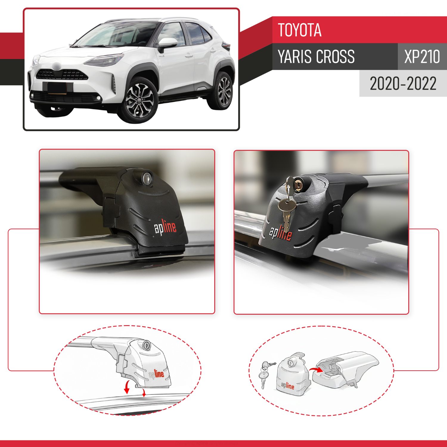 Toyota Yaris Cross (XP210) 2020-2022 Arası ile Uyumlu ACE-2 Model Ara Atkı Tavan Barı Gri 2 Adet - Görsel 4