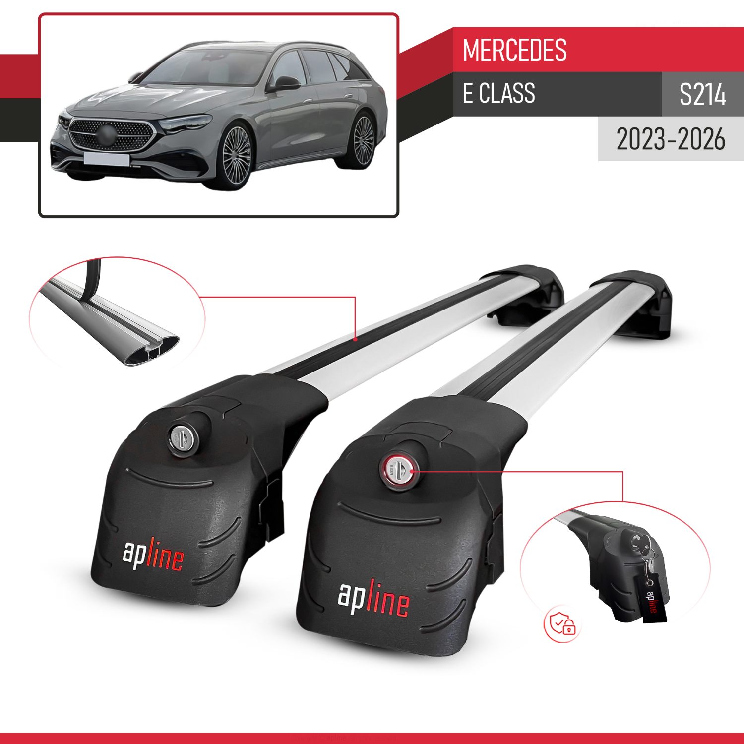 Mercedes E Class (S214) 2023-2026 Arası ile Uyumlu ACE-2 Model Ara Atkı Tavan Barı Gri 2 Adet - Görsel 3