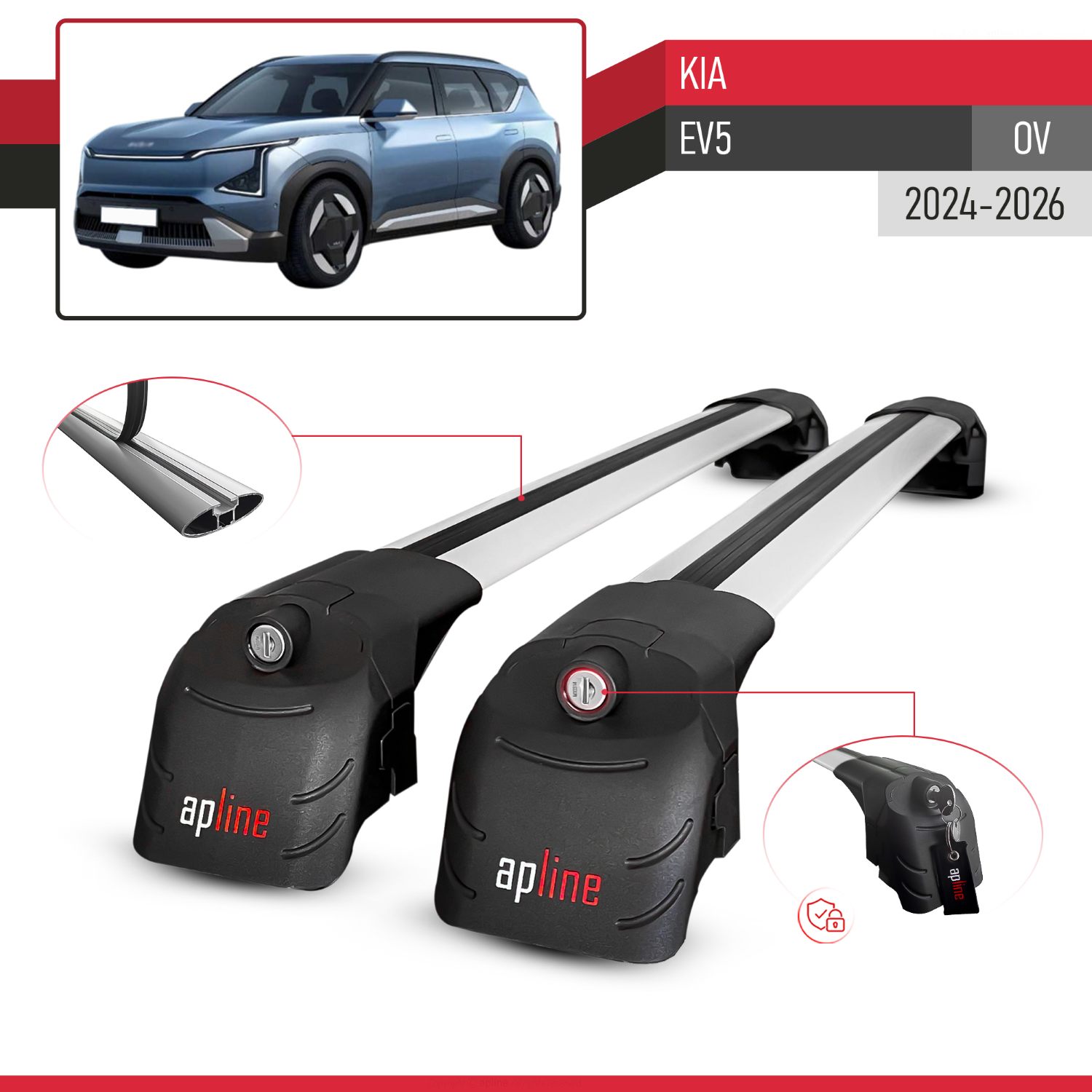 Kia EV5 (OV) 2024-2026 Arası ile Uyumlu ACE-2 Model Ara Atkı Tavan Barı Gri 2 Adet - Görsel 3