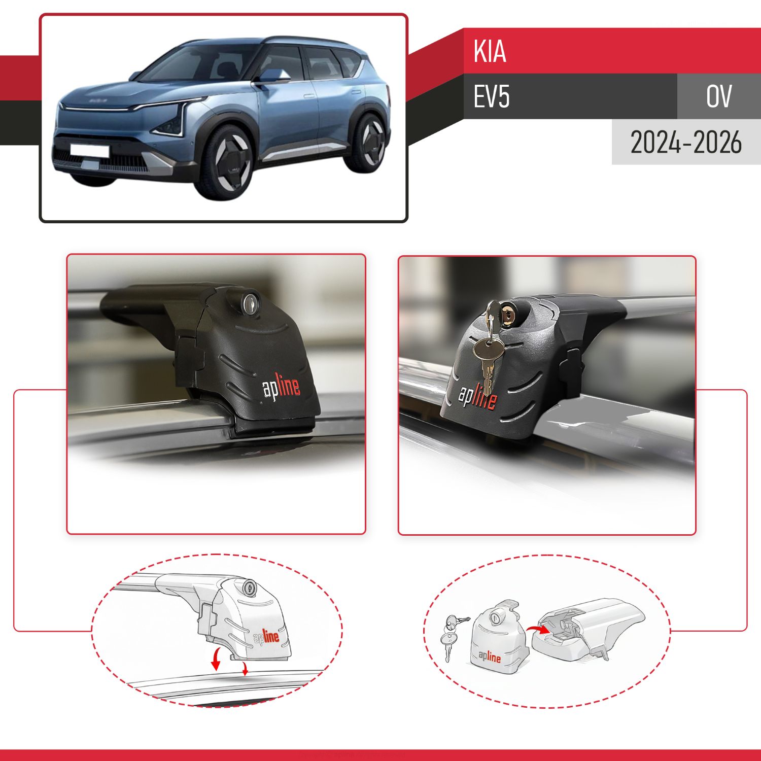 Kia EV5 (OV) 2024-2026 Arası ile Uyumlu ACE-2 Model Ara Atkı Tavan Barı Gri 2 Adet - Görsel 4