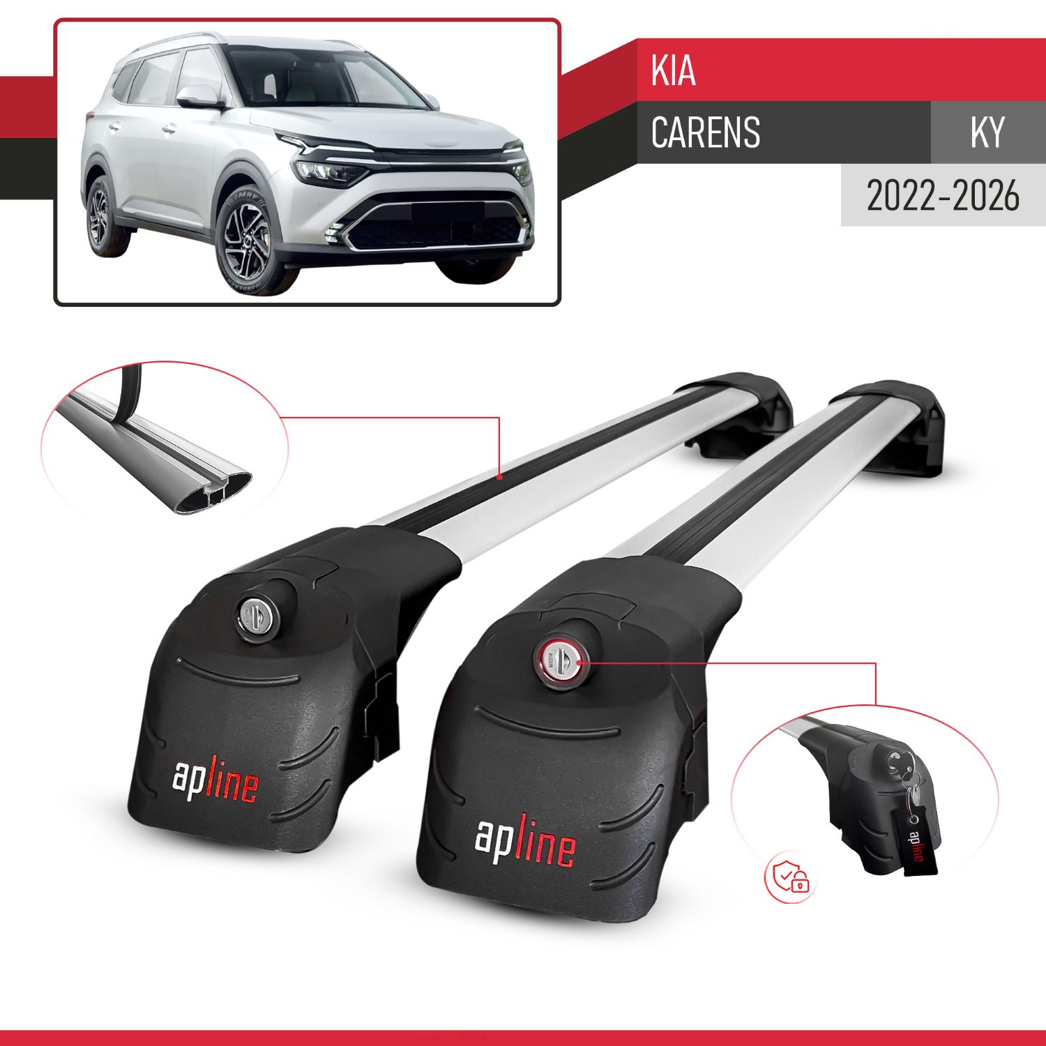 Kia Carens (KY) 2022-2026 Arası ile Uyumlu ACE-2 Model Ara Atkı Tavan Barı Gri 2 Adet - Görsel 3