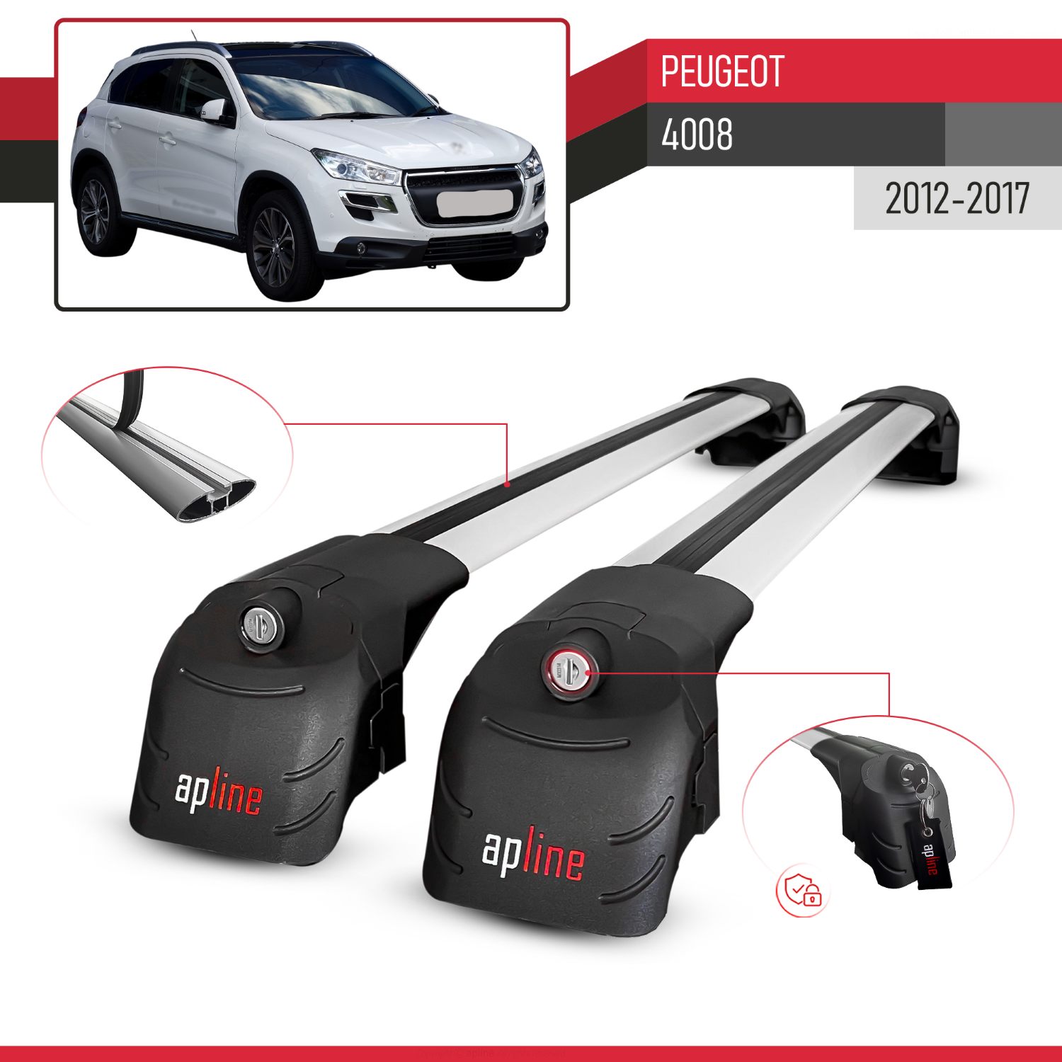 Peugeot 4008 2012-2017 Arası ile Uyumlu ACE-2 Model Ara Atkı Tavan Barı Gri 2 Adet - Görsel 3