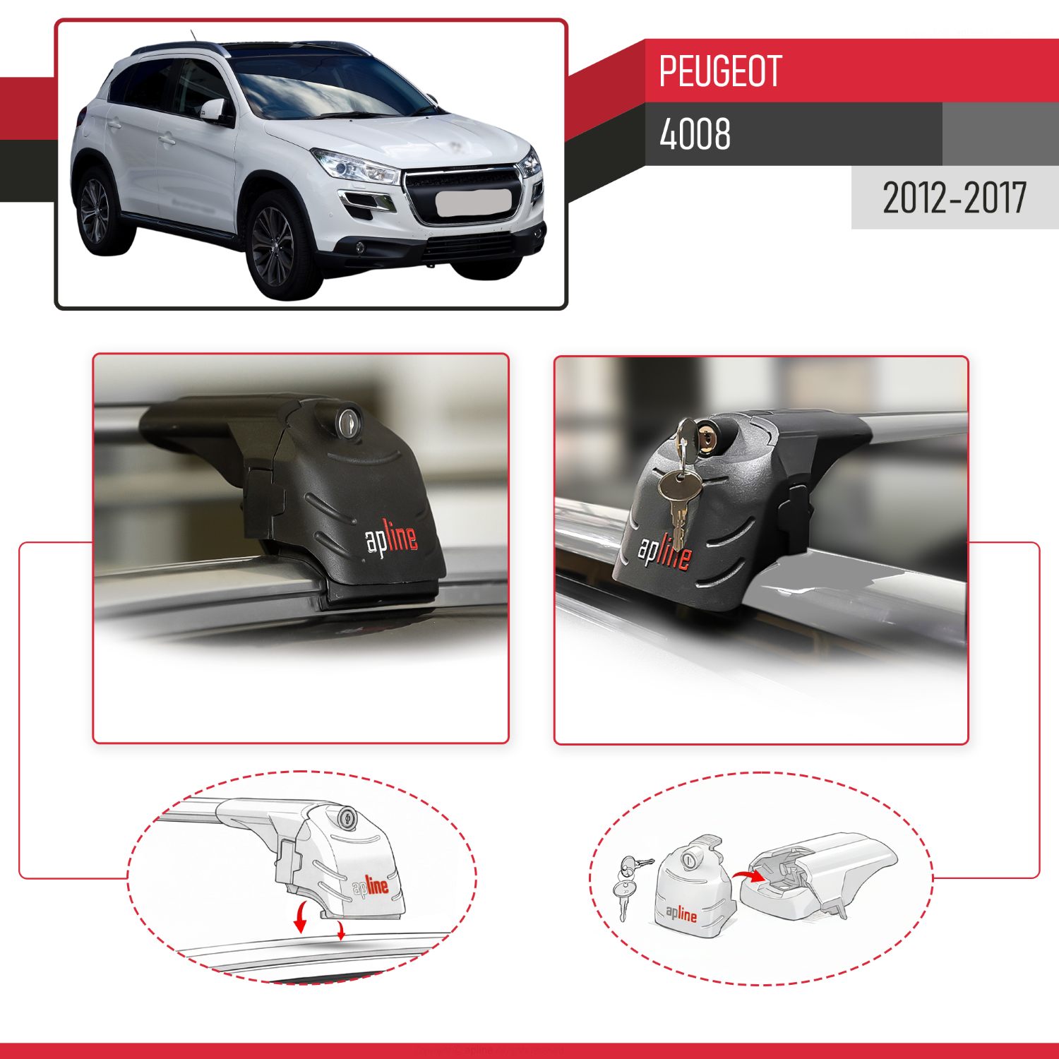 Peugeot 4008 2012-2017 Arası ile Uyumlu ACE-2 Model Ara Atkı Tavan Barı Gri 2 Adet - Görsel 4
