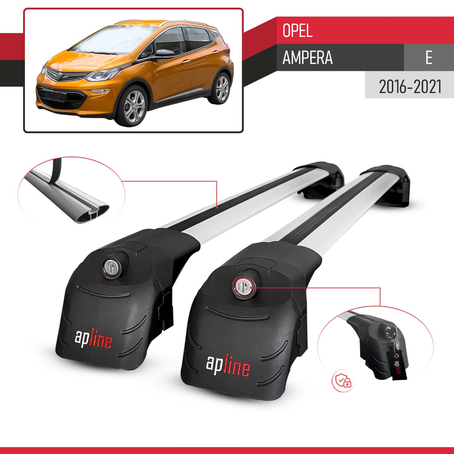 Opel Ampera E 2016-2021 Arası ile Uyumlu ACE-2 Model Ara Atkı Tavan Barı Gri 2 Adet - Görsel 3