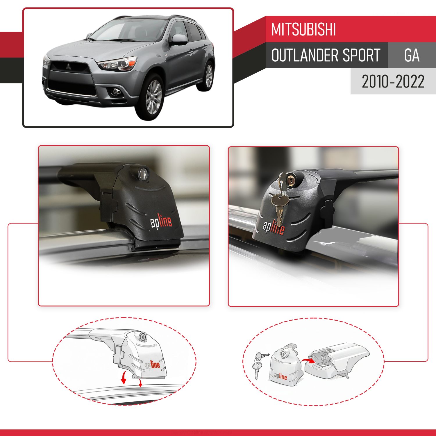 Mitsubishi Outlander Sport (GA) 2010-2022 Arası ile Uyumlu ACE-2 Model Ara Atkı Tavan Barı Siyah 2 Adet - Görsel 4