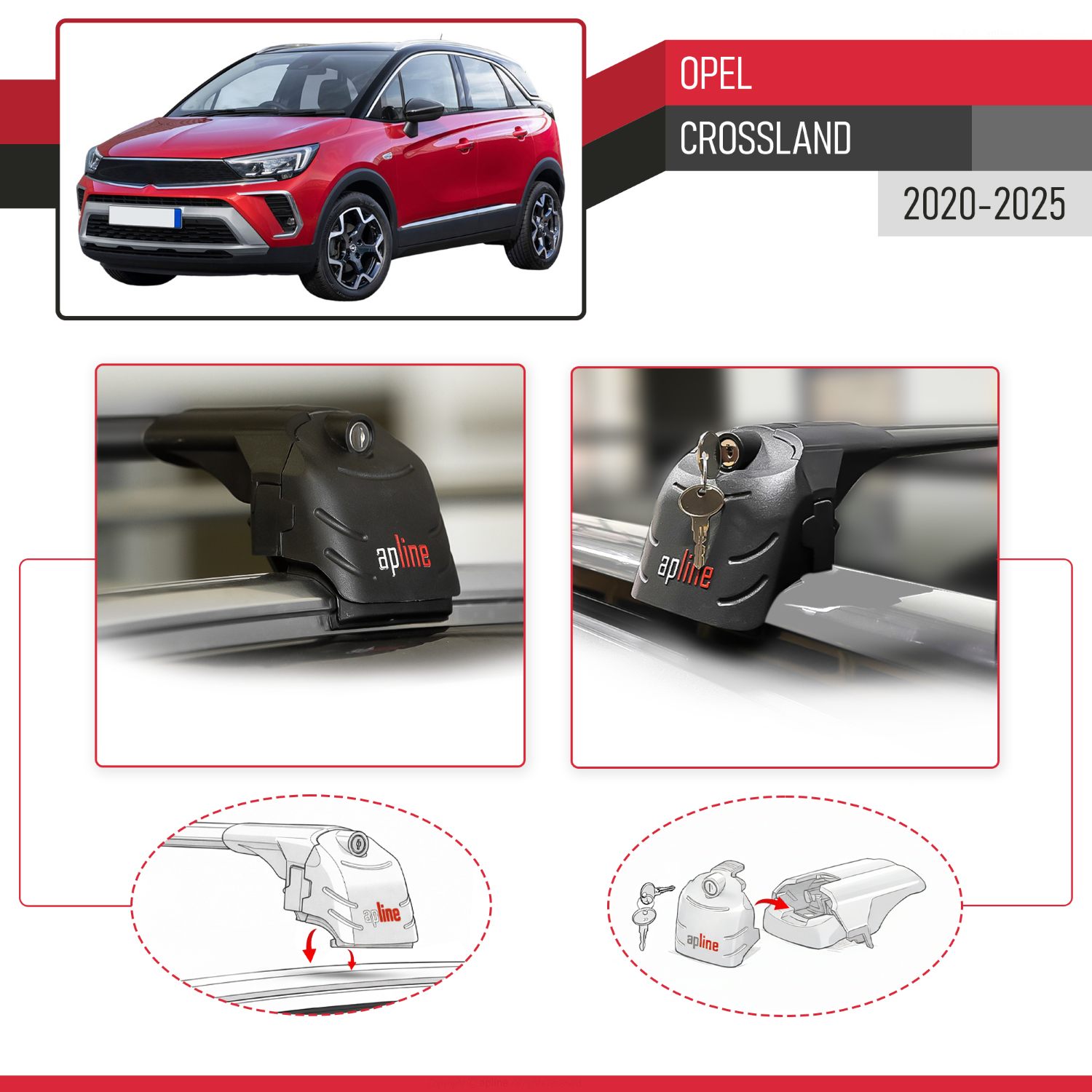Opel Crossland 2020-2025 Arası ile Uyumlu ACE-2 Model Ara Atkı Tavan Barı Siyah 2 Adet - Görsel 4