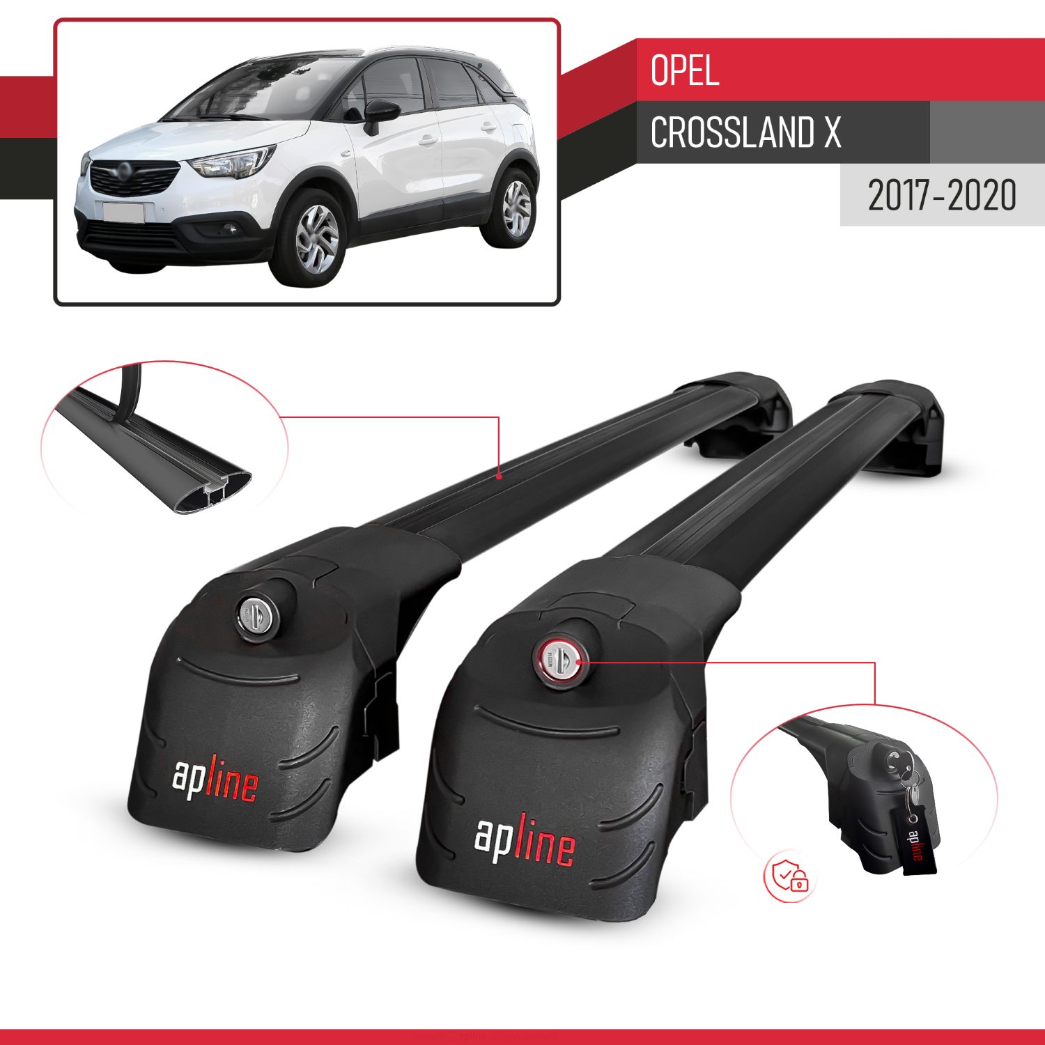 Opel Crossland X 2017-2020 Arası ile Uyumlu ACE-2 Model Ara Atkı Tavan Barı Siyah 2 Adet - Görsel 3