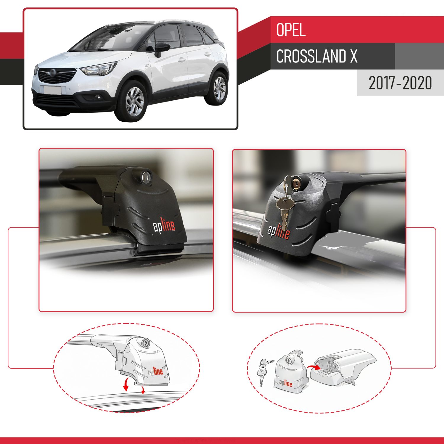Opel Crossland X 2017-2020 Arası ile Uyumlu ACE-2 Model Ara Atkı Tavan Barı Siyah 2 Adet - Görsel 4