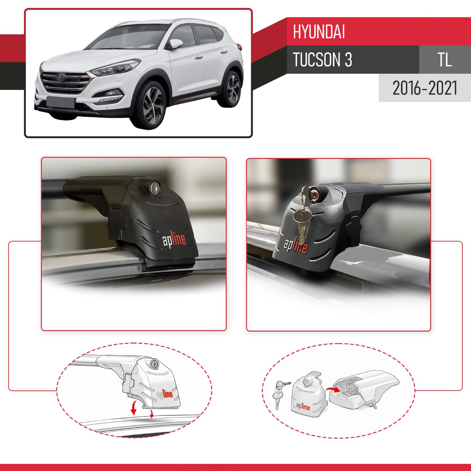 Hyundai Tucson 3 (TL) 2016-2021 Arası ile Uyumlu ACE-2 Model Ara Atkı Tavan Barı Siyah 2 Adet - Görsel 4