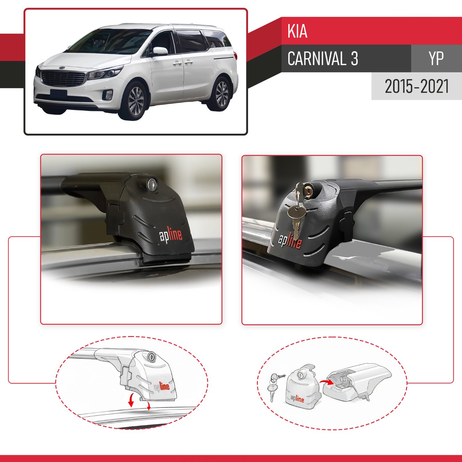 Kia Carnival 3 (YP) 2015-2021 Arası ile Uyumlu ACE-2 Model Ara Atkı Tavan Barı Siyah 2 Adet - Görsel 4