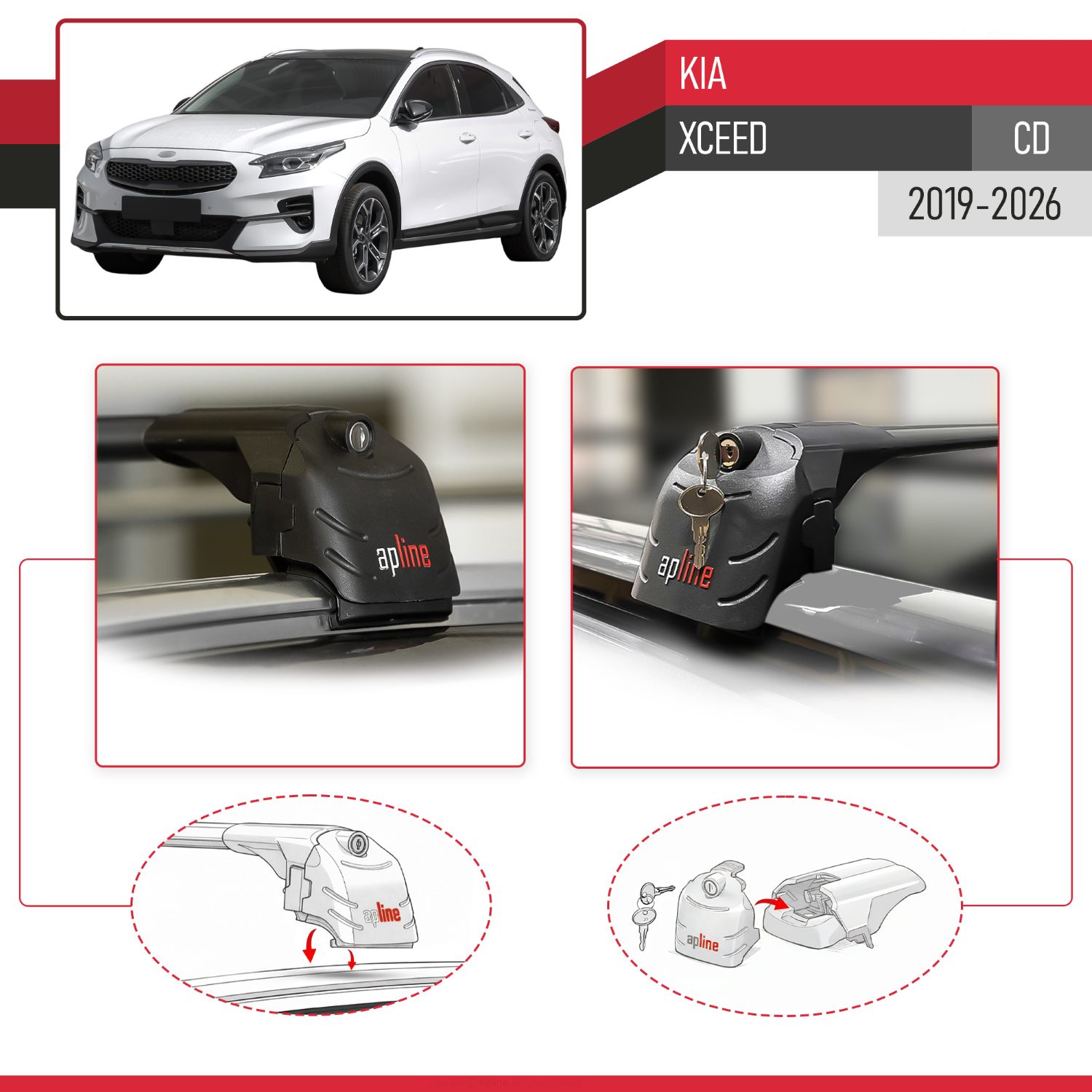 Kia XCeed (CD) 2019-2026 Arası ile Uyumlu ACE-2 Model Ara Atkı Tavan Barı Siyah 2 Adet - Görsel 4