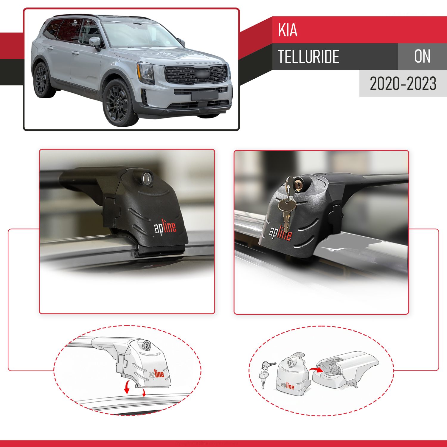 Kia Telluride (ON) 2020-2023 Arası ile Uyumlu ACE-2 Model Ara Atkı Tavan Barı Siyah 2 Adet - Görsel 4