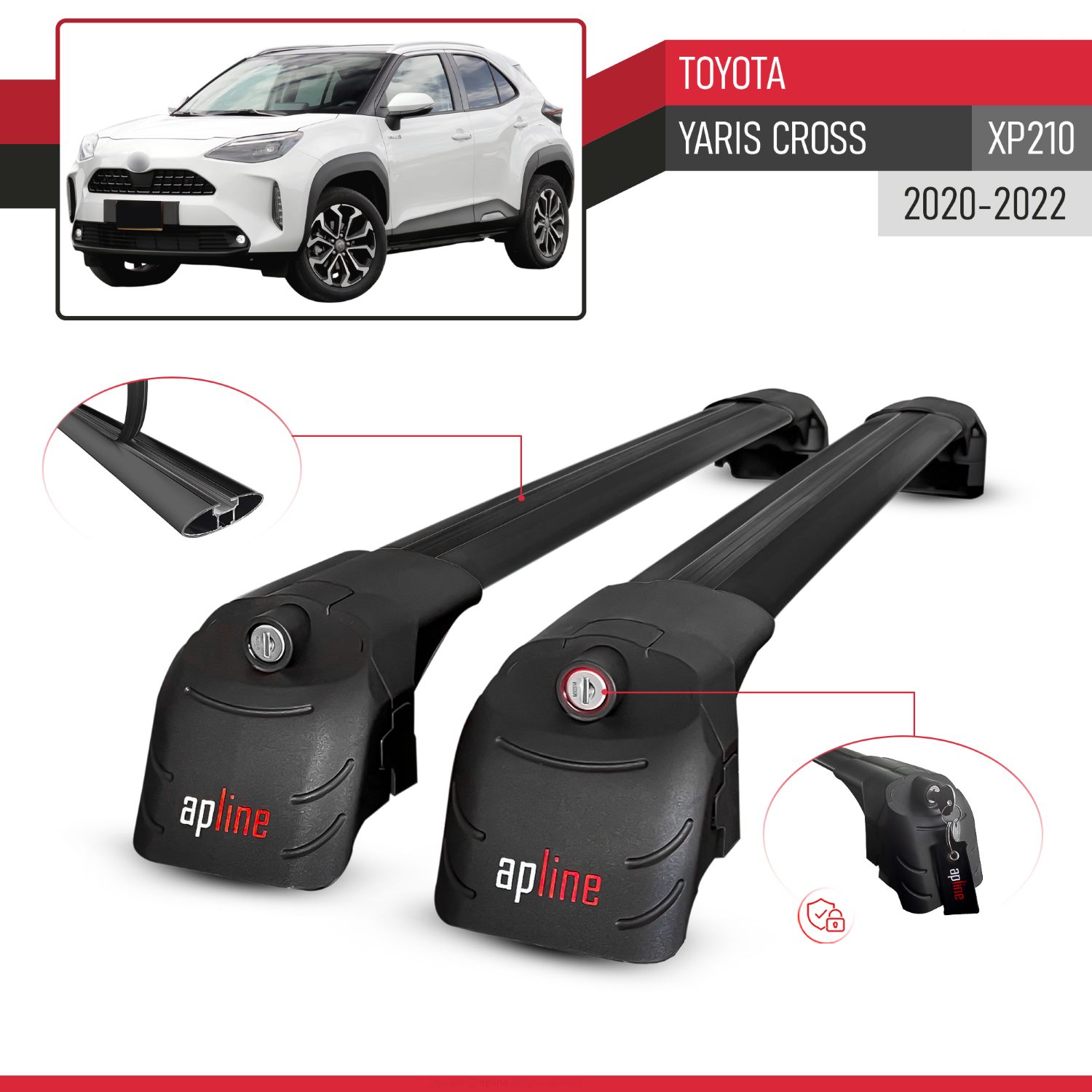 Toyota Yaris Cross (XP210) 2020-2022 Arası ile Uyumlu ACE-2 Model Ara Atkı Tavan Barı Siyah 2 Adet - Görsel 3