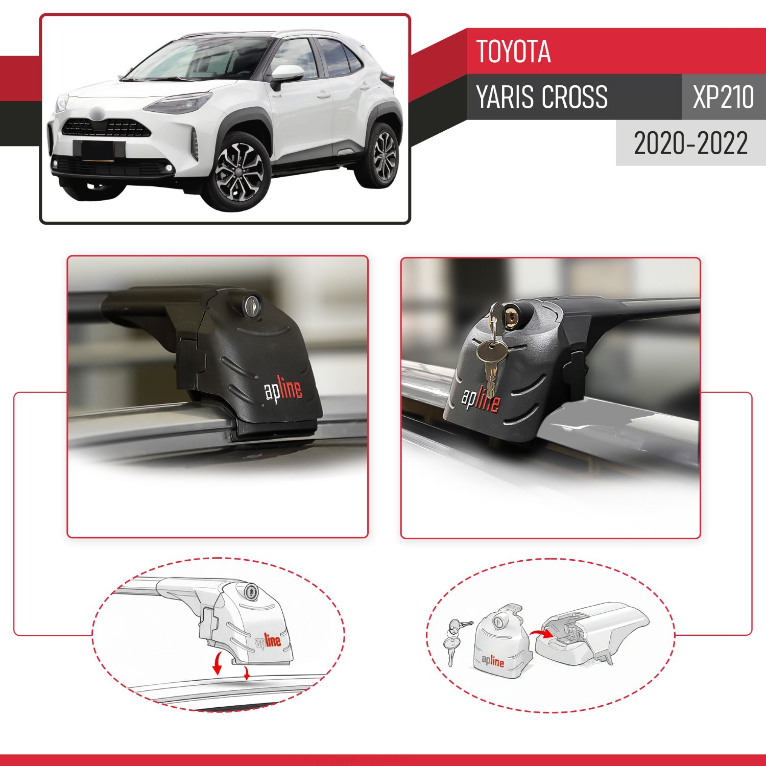 Toyota Yaris Cross (XP210) 2020-2022 Arası ile Uyumlu ACE-2 Model Ara Atkı Tavan Barı Siyah 2 Adet - Görsel 4