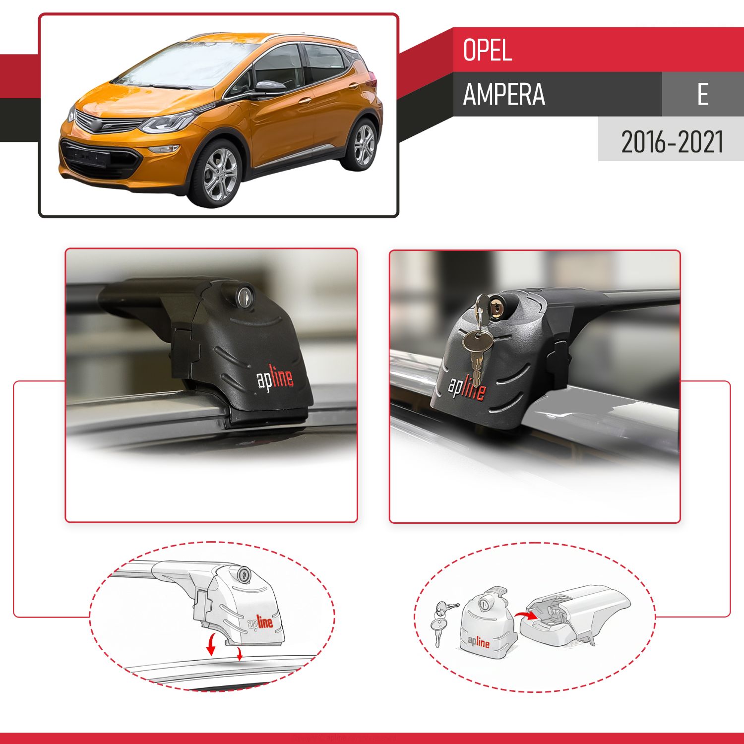 Opel Ampera E 2016-2021 Arası ile Uyumlu ACE-2 Model Ara Atkı Tavan Barı Siyah 2 Adet - Görsel 4