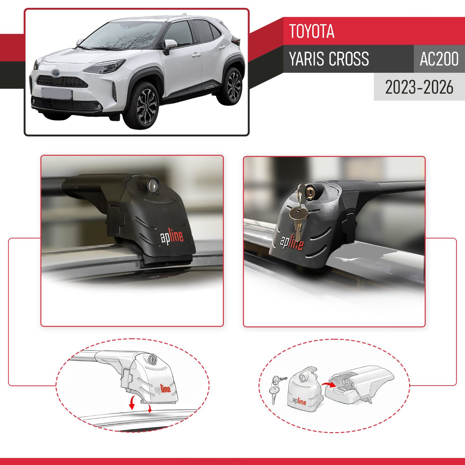 Toyota Yaris Cross (AC200) 2023-2026 Arası ile Uyumlu ACE-2 Model Ara Atkı Tavan Barı Siyah 2 Adet - Görsel 4
